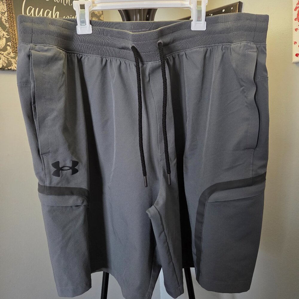 2x Under Armour Grey Shorts w/ Side Zipper Pockets